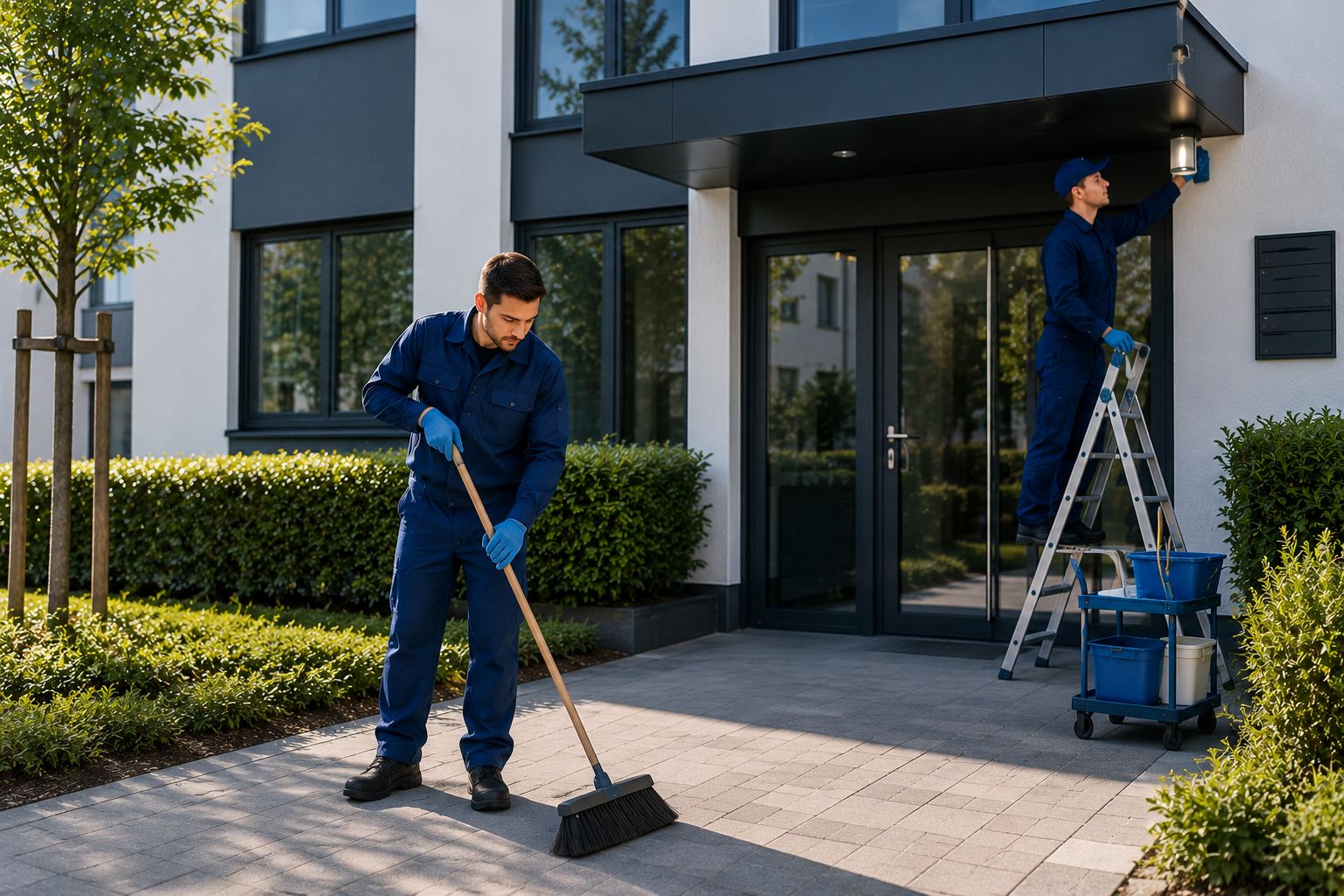 Professioneller Hausmeisterservice bei der gründlichen Reinigung und Instandhaltung von modernen Wohnräumen.